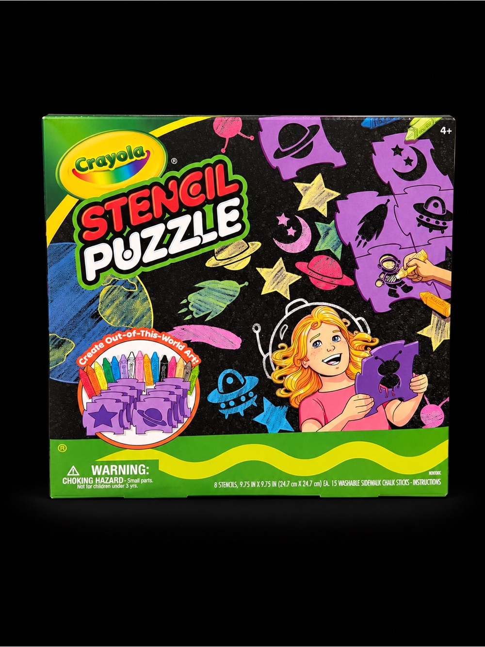 Crayola Stencil Puzzle Set - Purple, Pink, Yellow, Green, Blue, Black